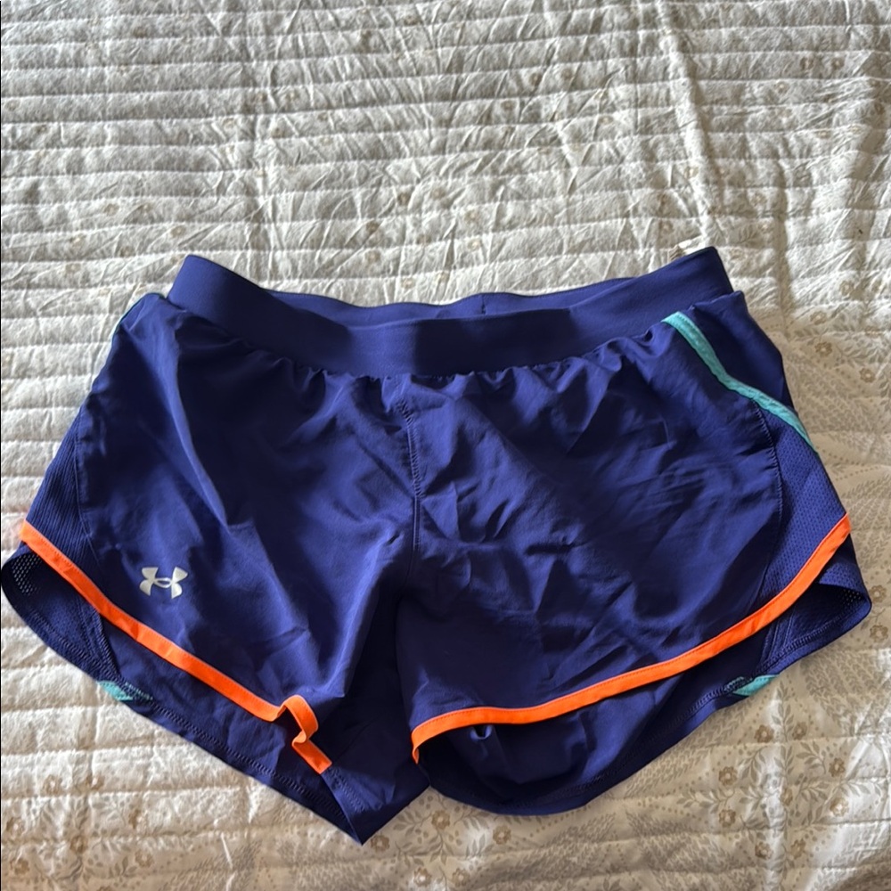 Ladies Under Armour Navy and Orange Athletic Shorts
